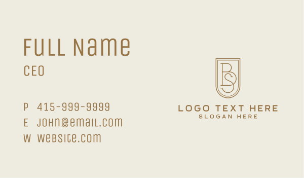 Serif Emblem B & S Business Card Design Image Preview