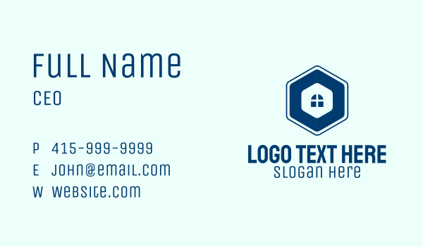 Blue Window Hexagon Business Card Design Image Preview