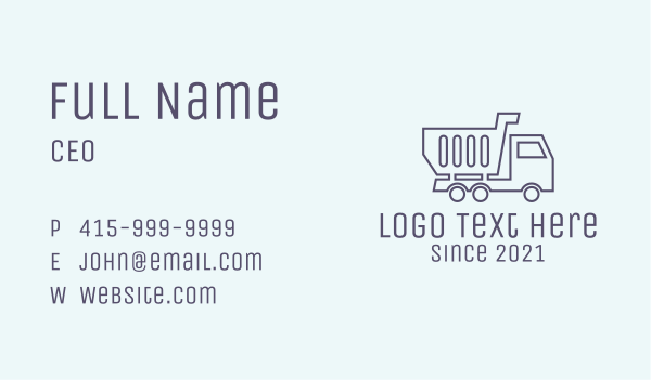 Minimalist Dump Truck  Business Card Design Image Preview