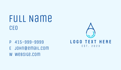 Waterdrop Letter A Business Card Image Preview