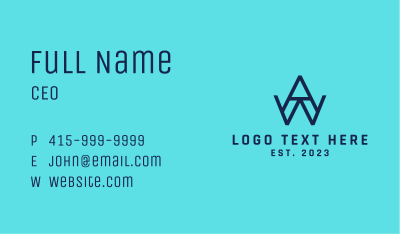 Blue AW Monogram Business Card Image Preview