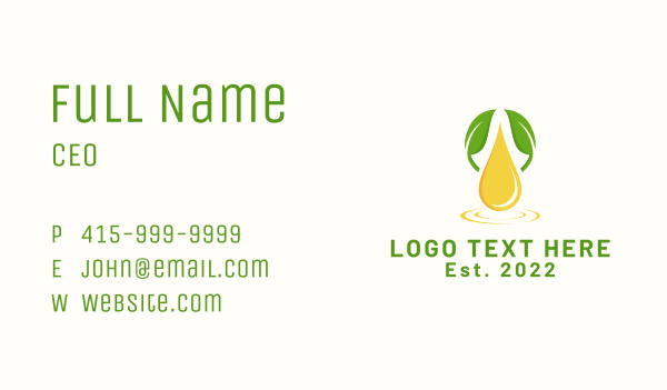 Natural Oil Droplet Business Card Design Image Preview