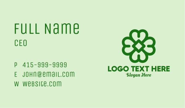 Green Shamrock Outline Business Card Design Image Preview
