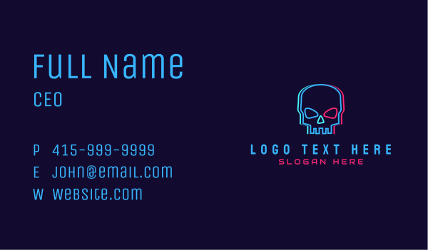 Skull Gaming Anaglyph Business Card Design Image Preview