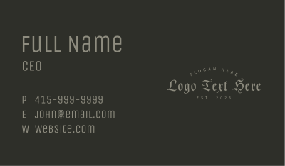 Vintage Gothic Wordmark Business Card Image Preview