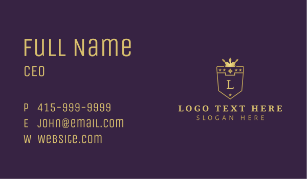Royal Shield Crown Business Card Design Image Preview
