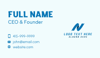 Blue Media Ribbon Letter N Business Card Image Preview