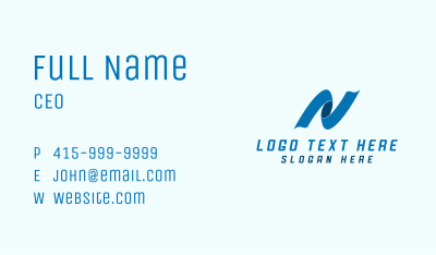 Blue Media Ribbon Letter N Business Card Image Preview