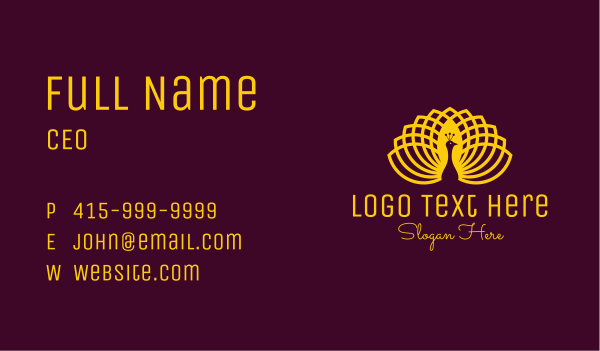 Golden Peacock Lotus Business Card Design Image Preview