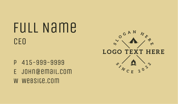 Camping Tent Fire Business Card Design Image Preview