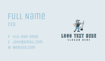 Broomstick Janitor Cleaner Business Card Image Preview