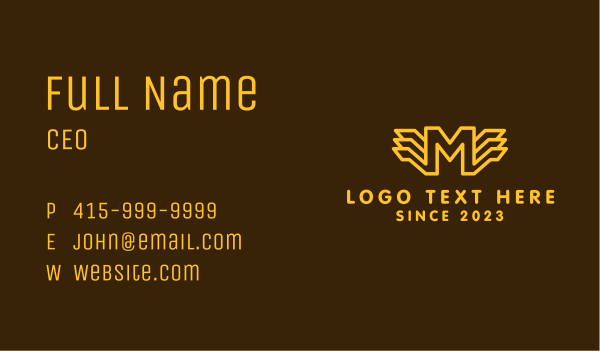 Golden Winged Letter M Business Card Design Image Preview