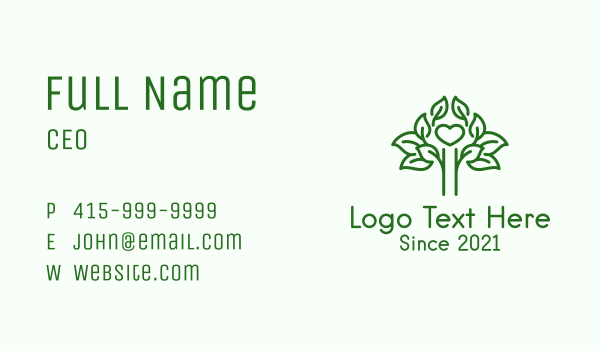 Green Tree Heart Business Card Design Image Preview