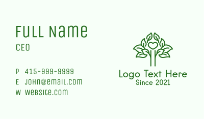 Green Tree Heart Business Card Image Preview