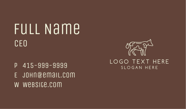 Minimalist Cow Livestock  Business Card Design Image Preview