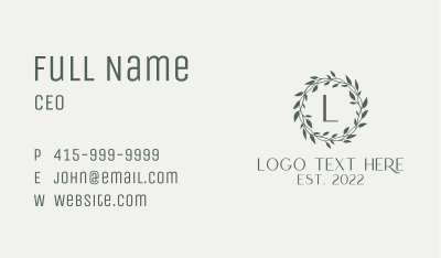 Organic Leaves Wreath Business Card Image Preview