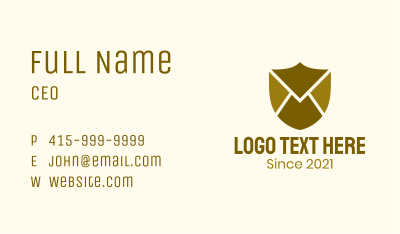 Mail Envelope Shield Business Card Image Preview