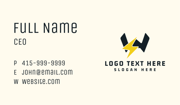 Electric Voltage Letter W Business Card Design Image Preview