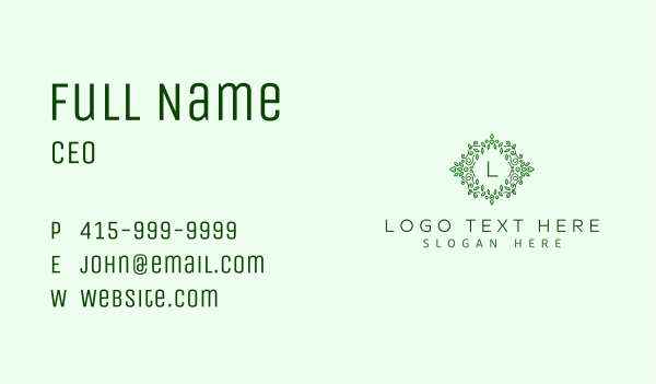 Floral Leaves Lettermark Business Card Design Image Preview