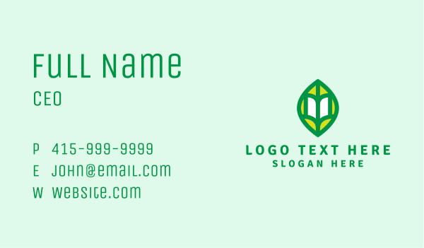 Green Leaf Book Business Card Design Image Preview