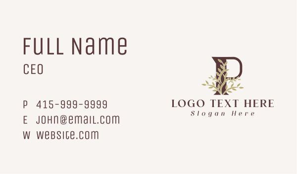 Leaf Skincare Letter P Business Card Design Image Preview