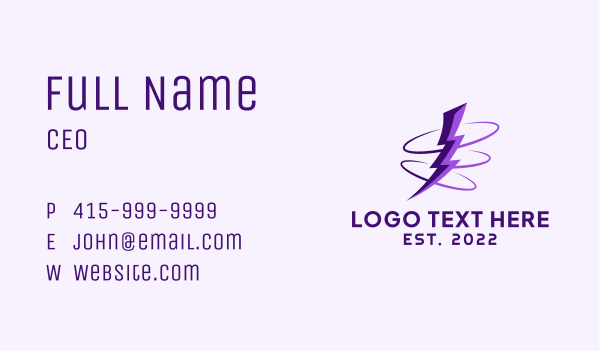 Spinning Purple Lightning Business Card Design Image Preview
