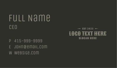 Rustic Business Wordmark Business Card Image Preview