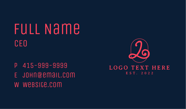 Cursive Feminine Lettermark  Business Card Design Image Preview