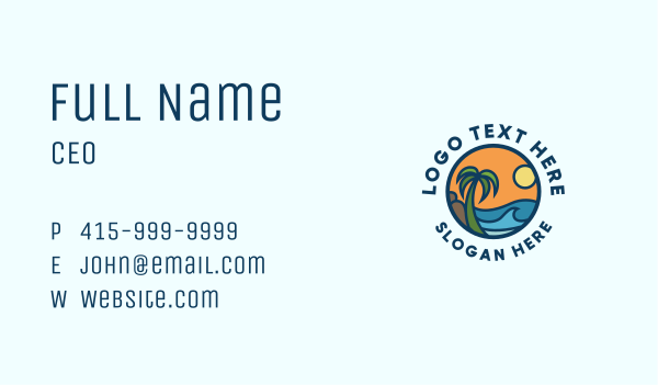 Tropical Summer Beach Resort  Business Card Design Image Preview