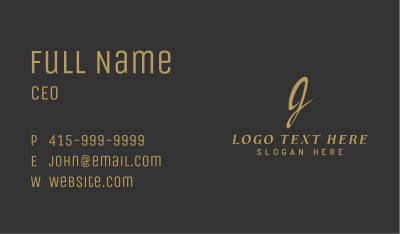 Luxury Script Letter J Business Card Image Preview