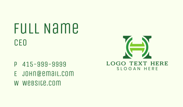 Green Ring Letter H Business Card Design Image Preview