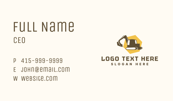 Heavy Equipment Excavator  Business Card Design Image Preview