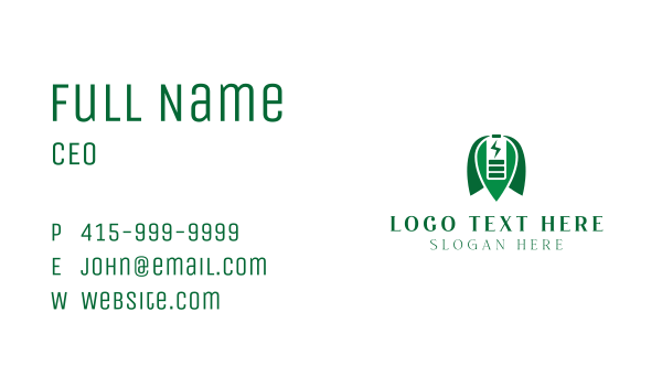 Green Energy Charging Battery  Business Card Design Image Preview