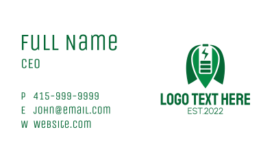 Green Energy Charging Battery  Business Card