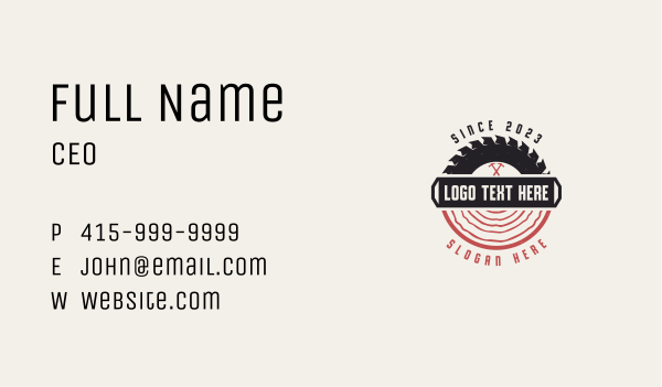 Woodcutting Saw Hammer Business Card Design Image Preview