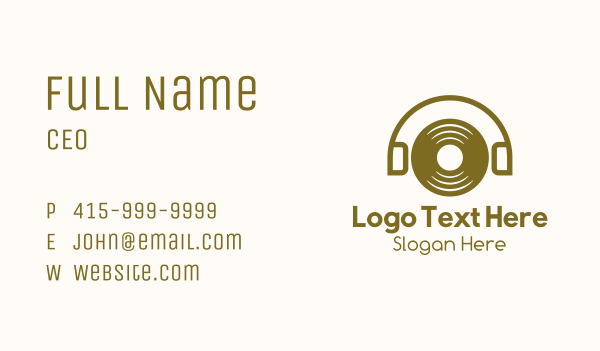 Simple Disc Headphones Business Card Design Image Preview