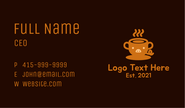 Pig Cup Cafe Business Card Design Image Preview