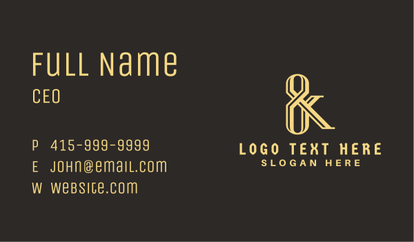 Stylish Font Ampersand  Business Card Design Image Preview