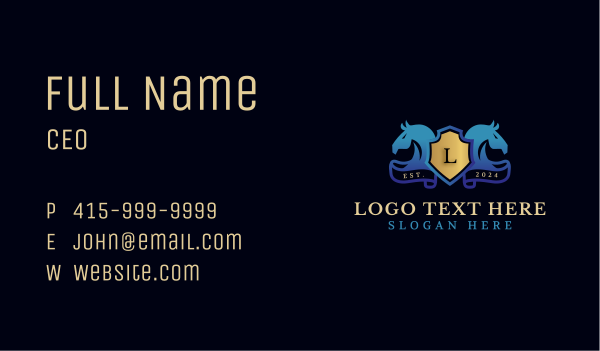 Horse Shield Stallion Business Card Design Image Preview
