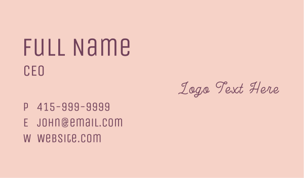 Feminine Cursive Wordmark Business Card Design Image Preview