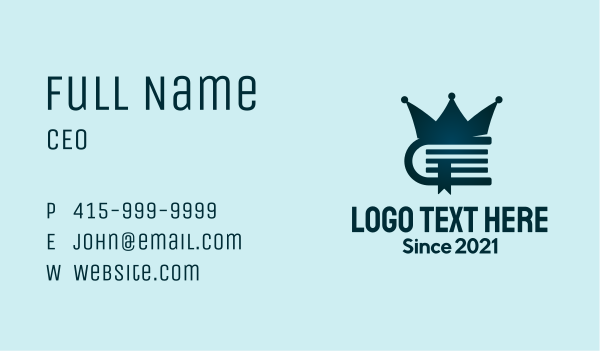 Crown  Book Business Card Design Image Preview