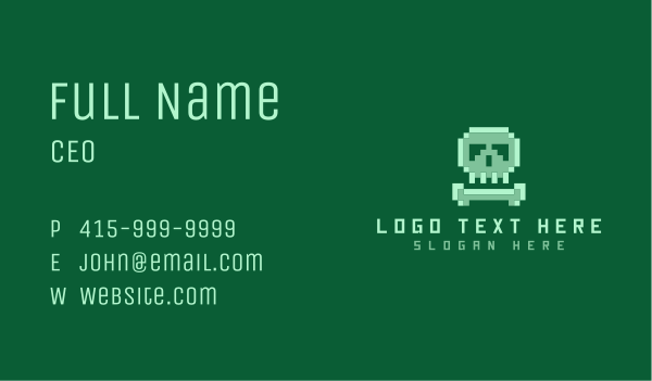 Pixelated Skull Bone Business Card Design Image Preview