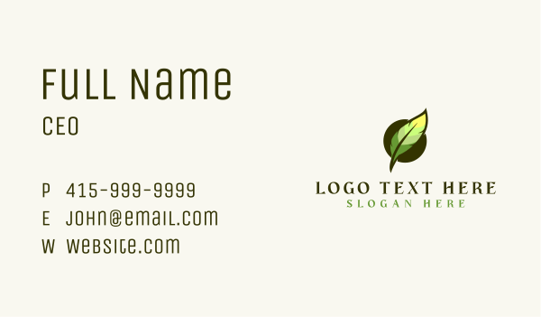 Feather Writer Author Business Card Design Image Preview