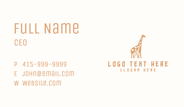Baby Giraffe Animal Business Card Design Image Preview