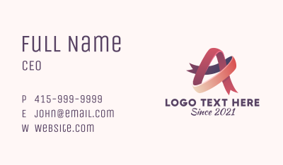 Gift Ribbon Letter A Business Card