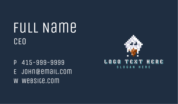 Pixelated Ice Cream Cone Business Card Design Image Preview