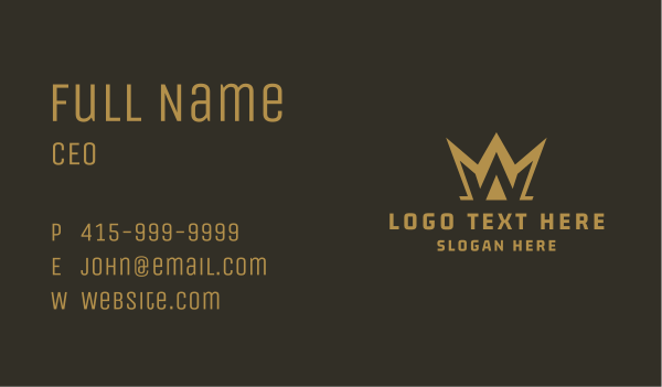 Gold Crown Letter W Business Card Design Image Preview