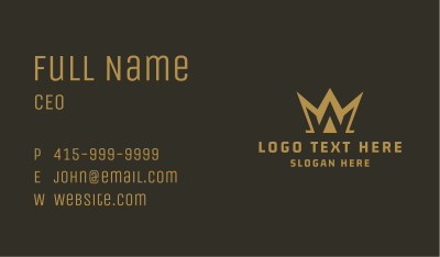 Gold Crown Letter W Business Card Image Preview