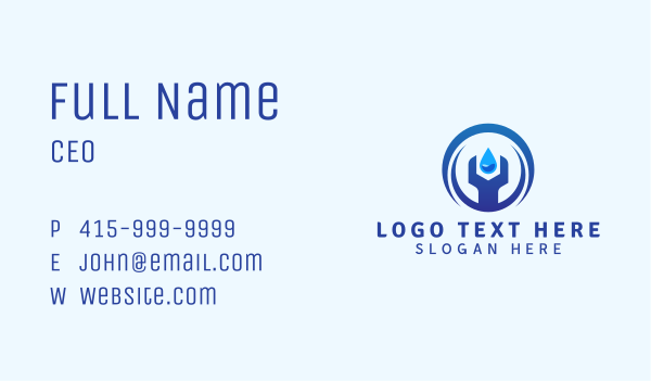 Blue Droplet Plumber Wrench Business Card Design Image Preview
