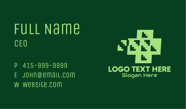 Green Tech Cross  Business Card Design Image Preview
